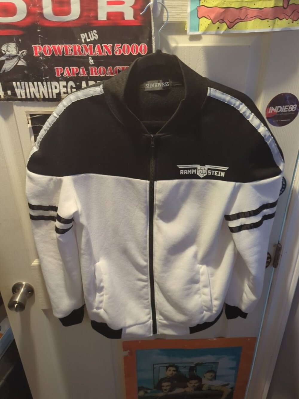 Vintage Y2K Men's Rammstein Track Jacket Sweater Size M Adidas Style White Logo